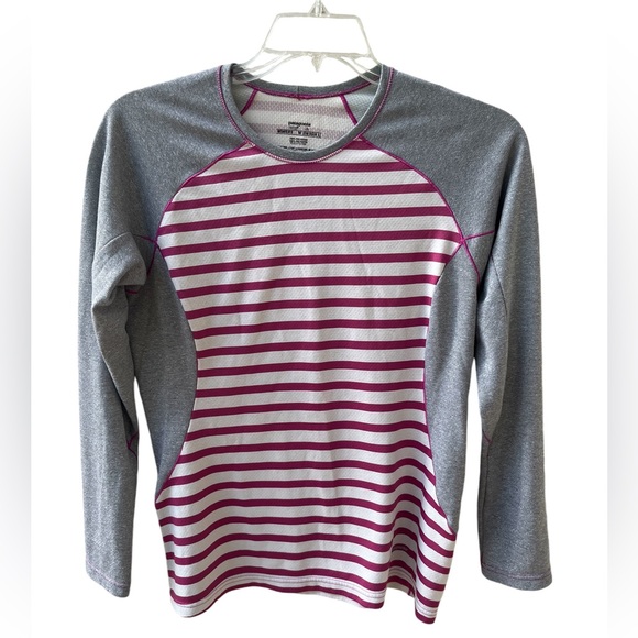 Patagonia Capilene 3 Midweight Thermal Shirt Womens Medium M Gray Purple Stripe - Picture 1 of 4